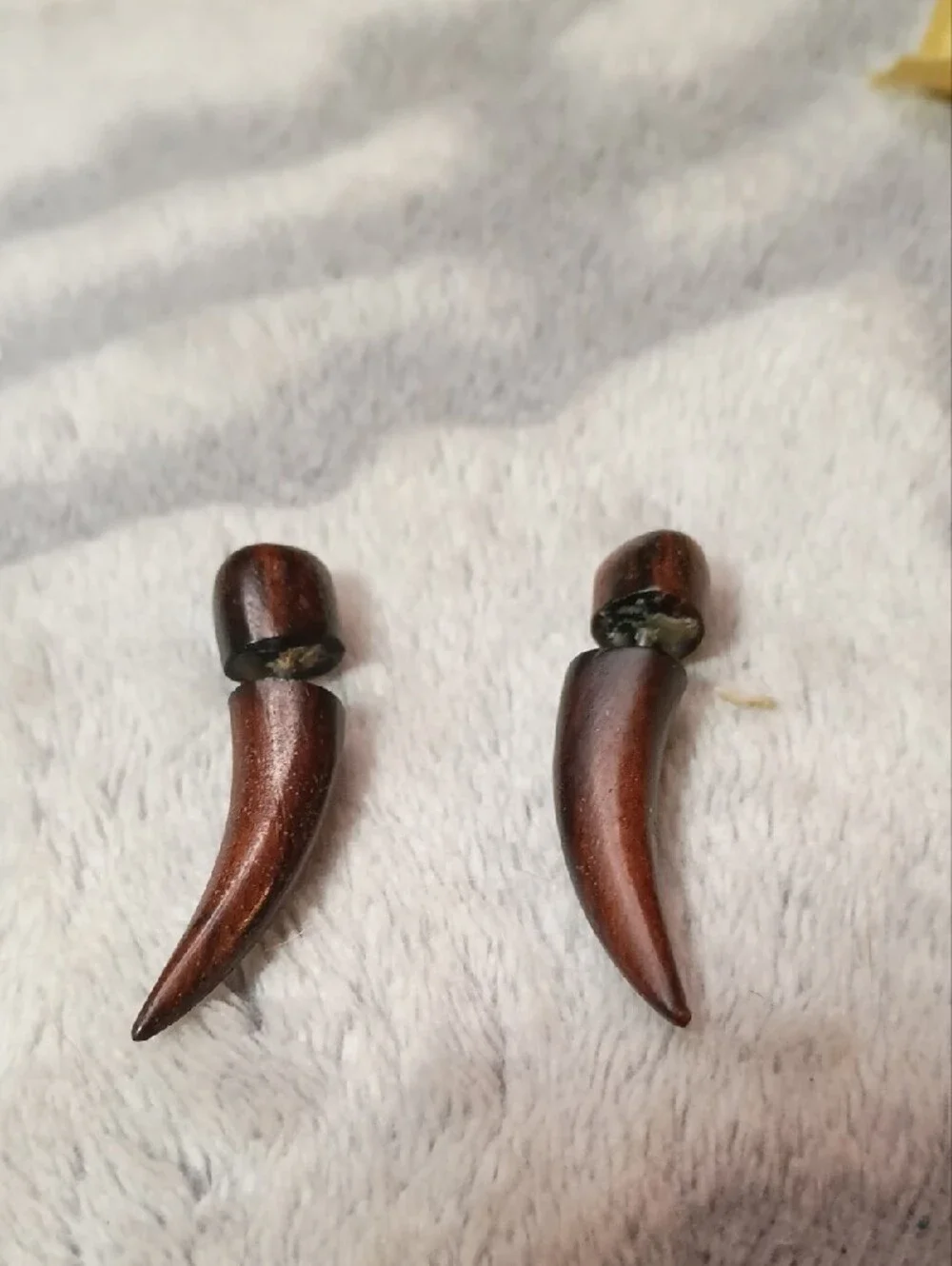Earth Accessories Organic Wood And Surgical Steel Curved Spike Earrings
